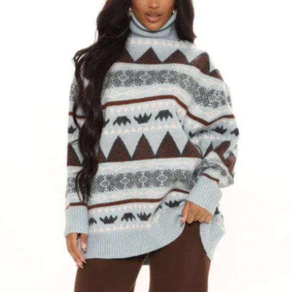 Cabin Stay Pullover Sweater - Teal/combo - Picture 8 of 10